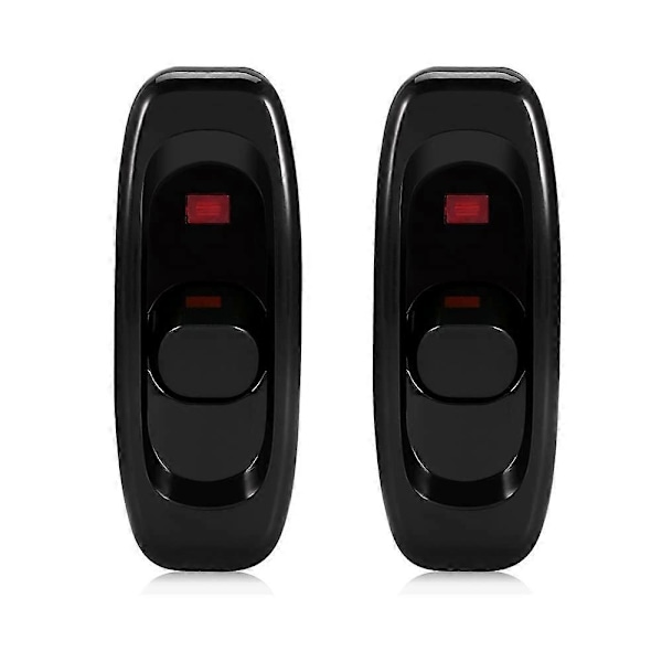 2 st Inline Strömbrytare Låg Profil Torped Strömbrytare AC 250V 10A för Sänglampa Skrivbordslampa Bordslampa Elektrisk Sladd (Svart)