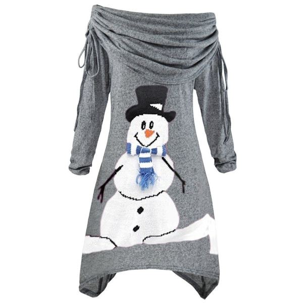 Festklänning Julsnögubbeklänning med oregelbunden volangkrage Red L/XL