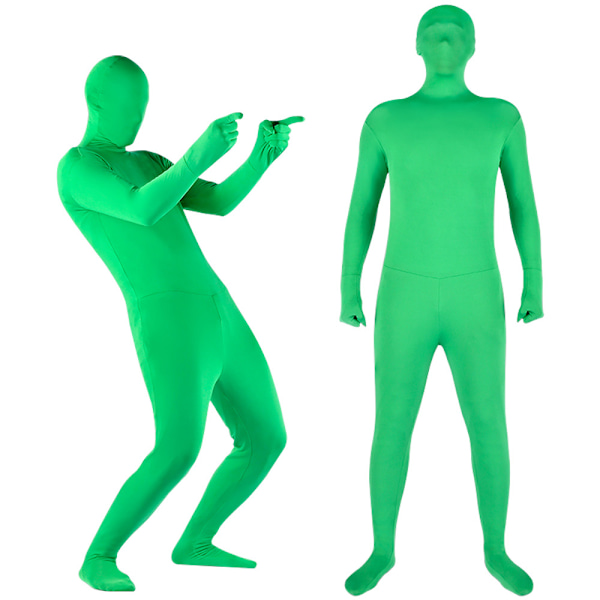 Stretchig grön skärmdräkt för video chroma key bekväm bakgrund osynlig effekt tight dräkt bodysuit cosplay kostymer