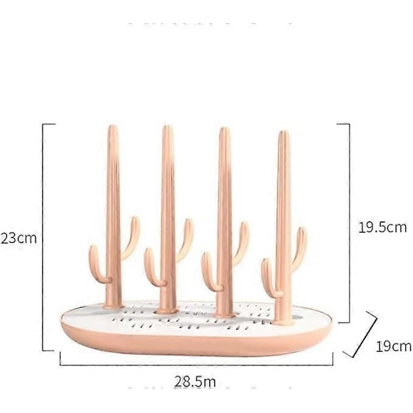 (Rosa) Torkställning för babyflaskor Kaktusdesign Avrinningsställ för flaskor och tillbehör, N