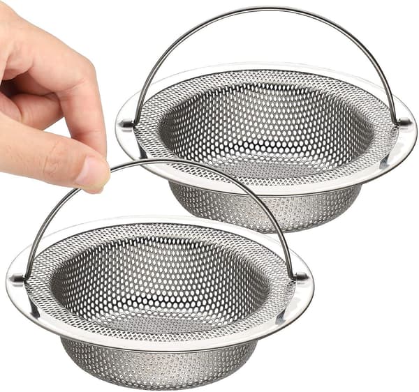 2 Diskbänksfilter Rostfritt Stål Diskbänkssil med Handtag 11cm (110mm) Handtag, Högdensitets Mikroperforering 1mm