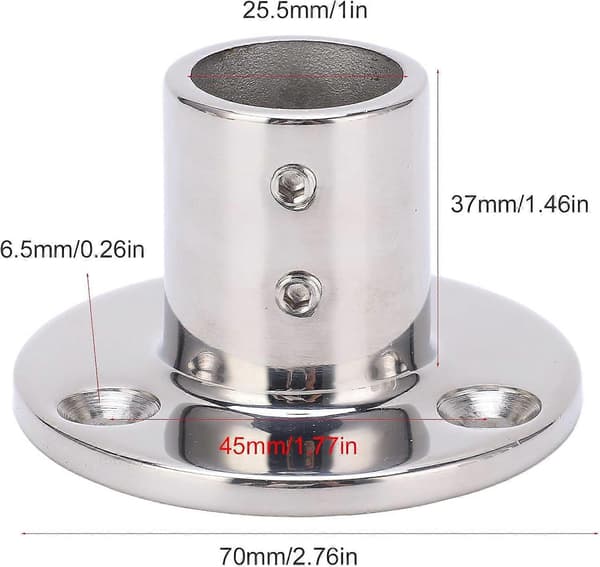 Rund Bas för Ledstång, Rostfri 316 Rostfritt Stål Ledstångsbeslag för 25mm/1\"(90) Rör