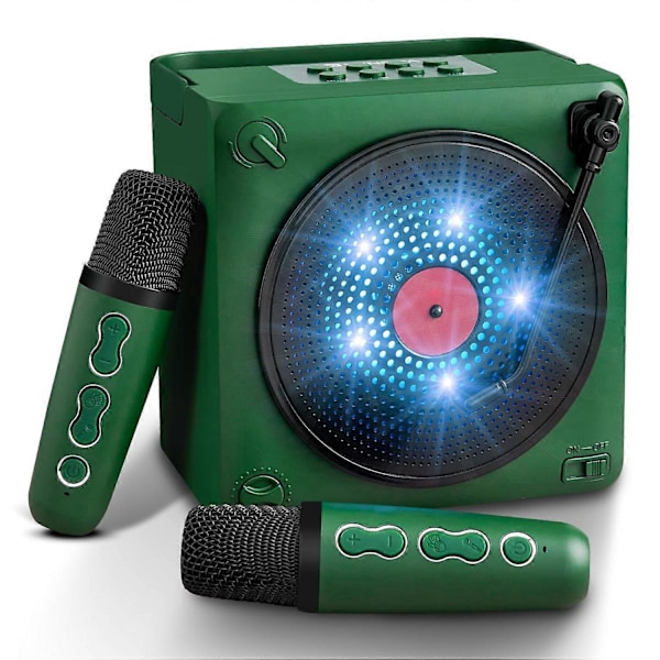 Bärbar Karaokemaskin med 2 Trådlösa Mikrofoner, Bluetooth Karaokehögtalare med Mikrofon och