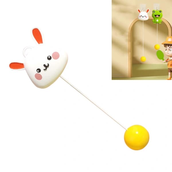 Table Tennis Trainer Indoor Hanging Elastic Rod Automatic Rewind for Kids Self-Training Rabbit Style,SE