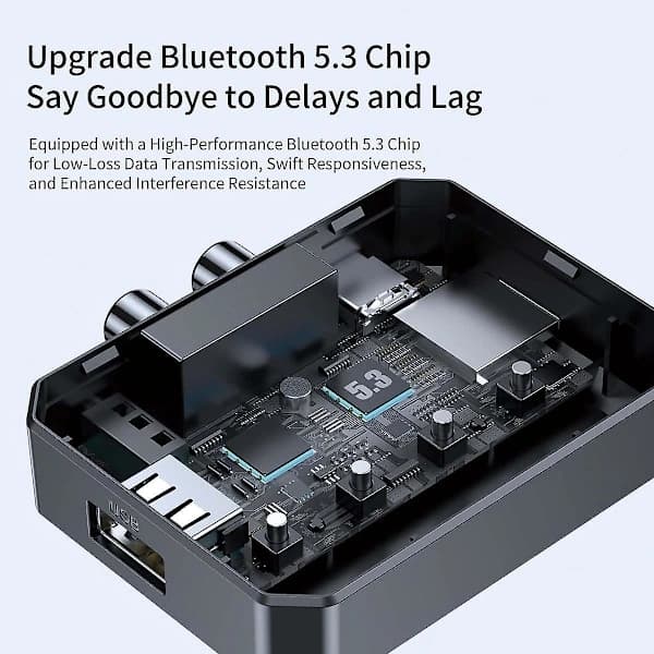 NFC Bluetooth-mottaker, Bluetooth 5.3 Aux-adapter for bil, trådløs lydmottaker for hjemmestereo