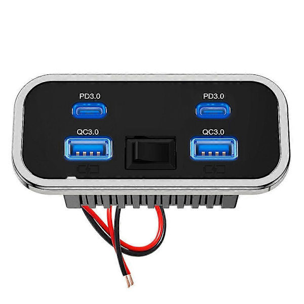 4 porter 12V RV USB-uttak Dobbel PD3.0 Type-C Hurtiglading & QC3.0 Panel A,AB