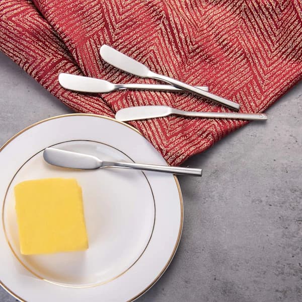 Smørknive i rustfrit stål sæt, højpoleret for et skinnende udseende, solid og robust til langvarig brug, nem at rengøre, AB
