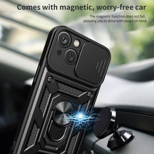 iPhone 15 Plus Skal CamShield Hybrid Ring Röd na