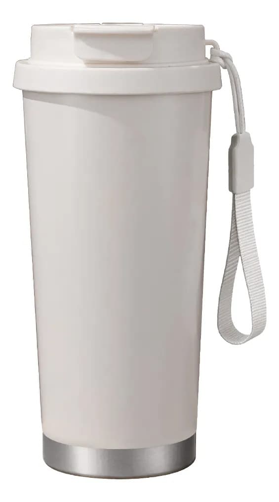 500 ml termoflaske i rustfrit stål med sugerør og rem White