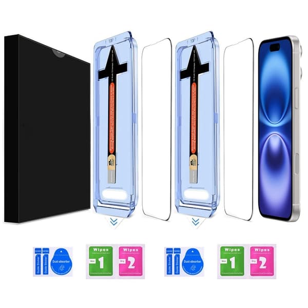 iPhone 16 / 15 2-PACK Skärmskydd Heltäckande Härdat Glas na