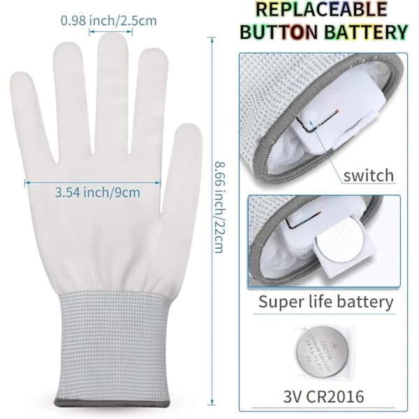 LED-handskar, coola julleksaker för barn, LED-handskar, lysande handskar, A