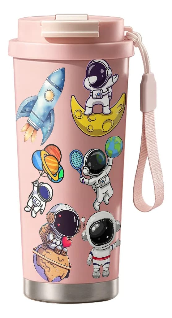 Astronaut termokanne i rustfritt stål 500 ml dobbel munn Pink