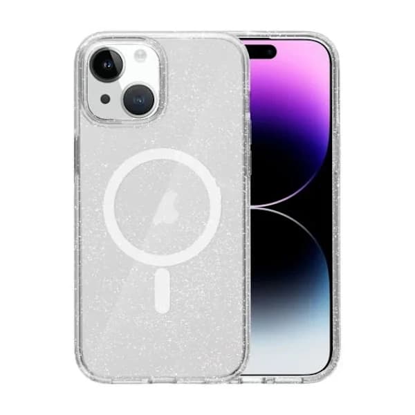 iPhone 15 -glitterkuori Magsafe - Läpinäkyvä, SE
