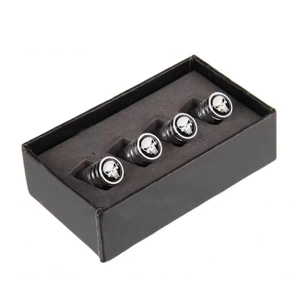 Däckventilhatt, ventilkåpa med dödskallemönster - Silver, A