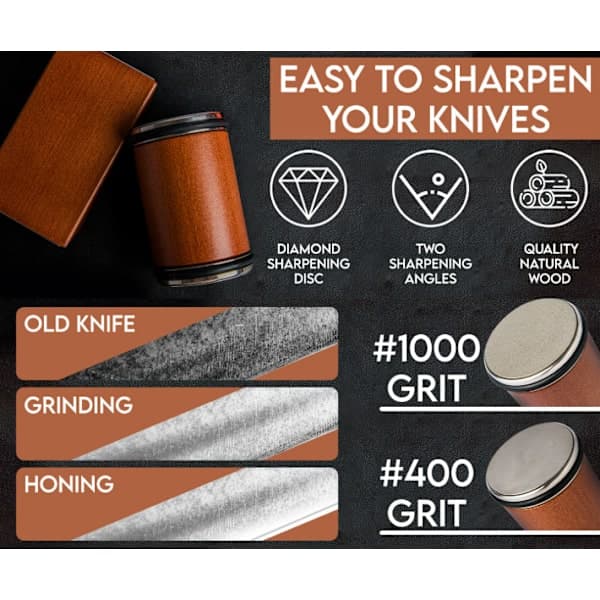 Roller Knife Sharpener, With Industrial Diamond At 15 And 20 Degrees For Knife Sharpening, Roller Knife Sharpening System, AB