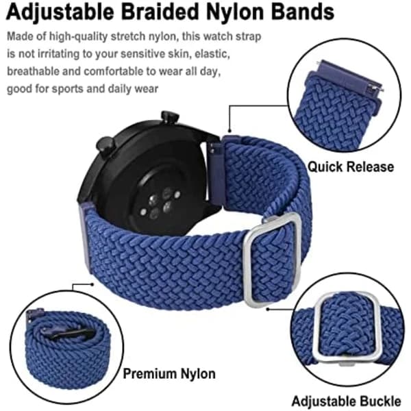 Nylonarmband, justerbara flätade loop-remmar för män och kvinnor 20mm, A