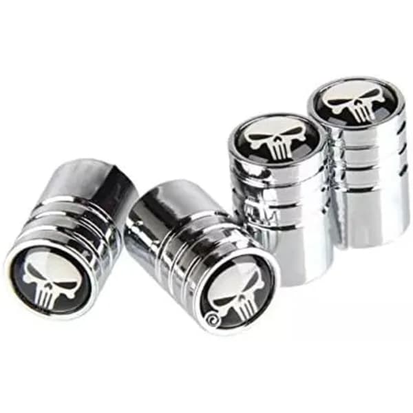 Däckventilhatt, ventilkåpa med dödskallemönster - Silver, A