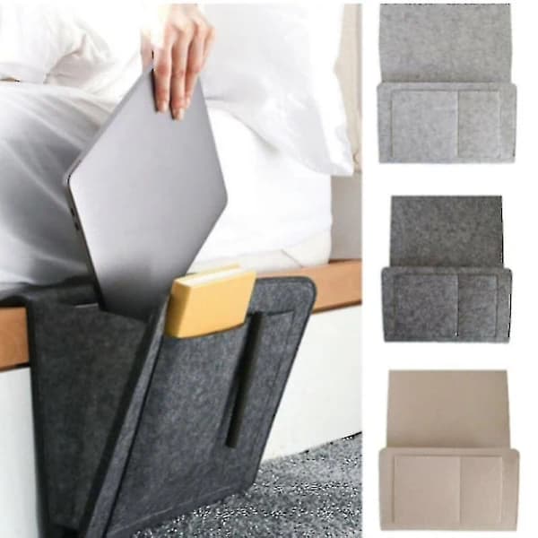 Bedside Caddy Remote Control Tablet Phone Storage Bed Sofa Storage Bag Beige, AB