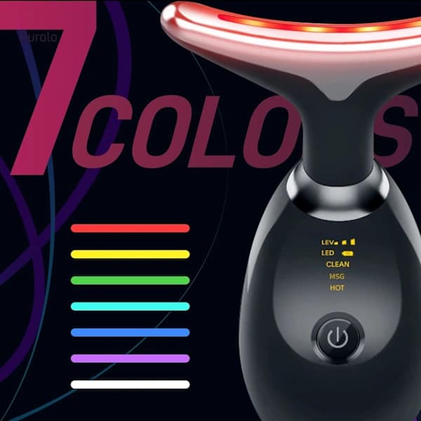 7-värinen LED-kasvohierontalaite - Kannettava ihonhoitolaite (musta),SE