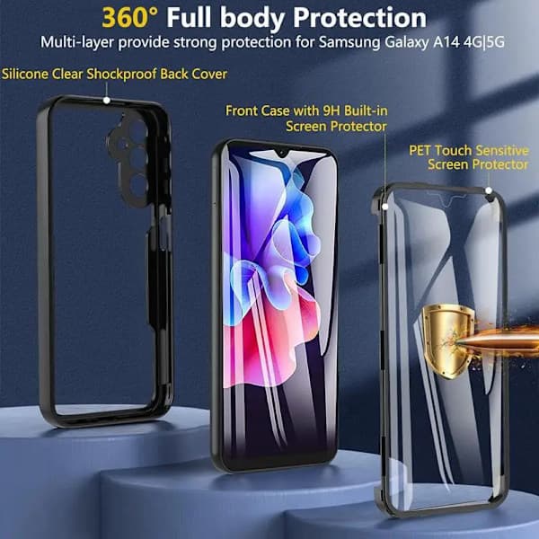 360 Full Body Screen Protector Transparent Case For Samsung Galaxy A05S Shockproof Phone Case, AB