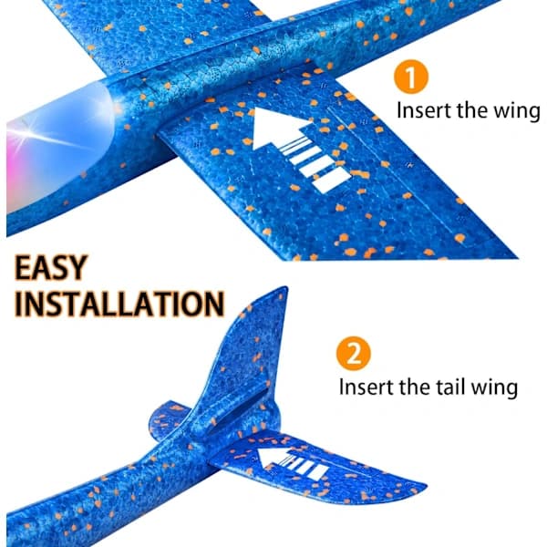 2-pack LED-ljus leksaksflygplan, 17,5 \" skumflygplan, 2 flyglägen, A