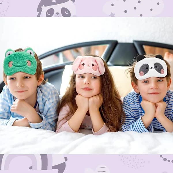 Sovmask Barn 3-pack Ögonmask Barn Sovmask Söta Djur, A