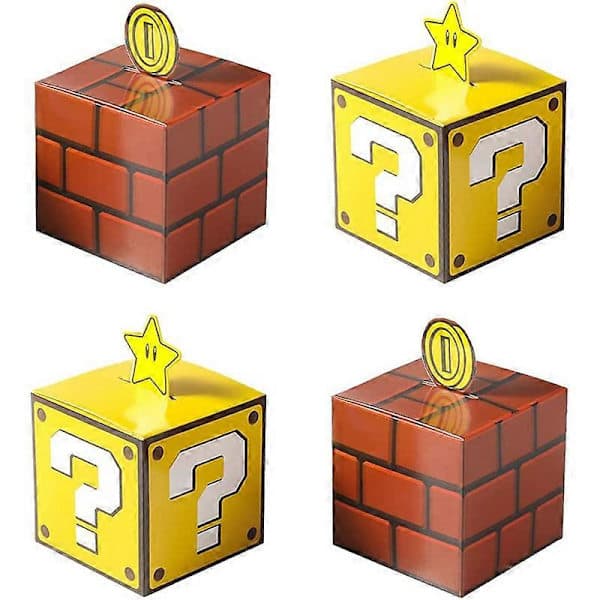 20-pack Super Mario Party Present Boxes - Brick & Question Mark Birthday Decorations-FD-,SE