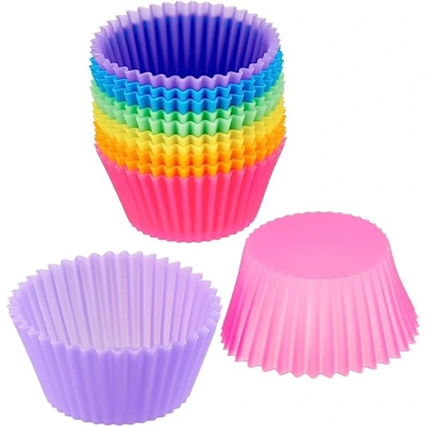 Återanvändbara silikonbakformar, muffinsformar - 12-pack, flerfärgade, A