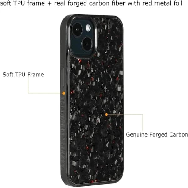 (16 Pro, Röd) Smitt Kolfiber Telefonfodral, Kolfiber Telefonfodral, Stöder Trådlös Laddning, Greppvänlig Kantdesign, C,A