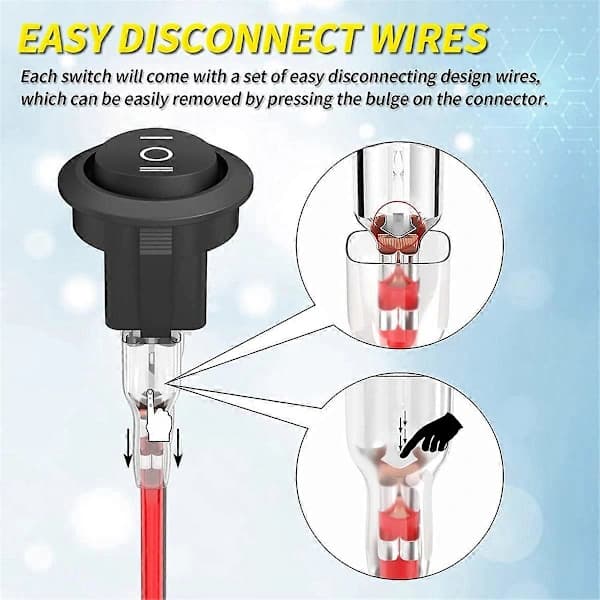 10 pcs KCD1 12V 3-Pin 3-Position ON Off ON DC Round Rocker Switch, SE