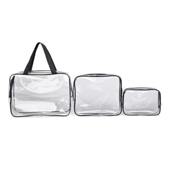 4-in-1 Transparent Toiletry Bag Set, Black, AB