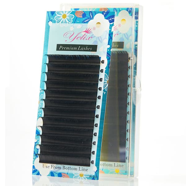 Yelix Elegant False Eyelashes (Silk) Black D0.07 14mm, AB
