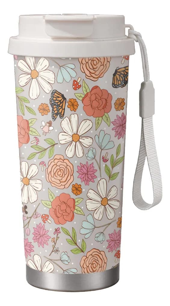 500 ml termokopp med sopp og blomster, sklisikker White