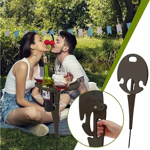 Strandbord, picknickvinställ, hopfällbart bärbart vinbord, hopfällbart, A