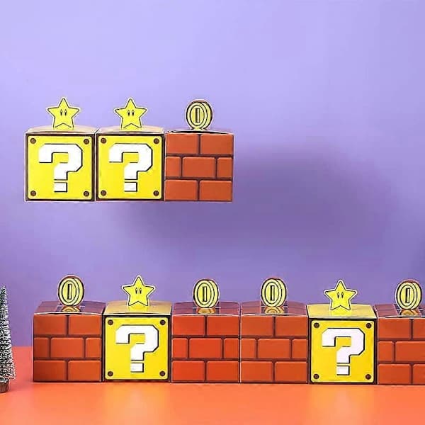 20-pack Super Mario Party Present Boxes - Brick & Question Mark Birthday Decorations-FD-,SE