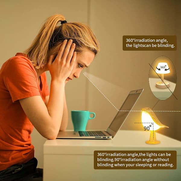 Bird Lamp with Touch Sensor, LED Table Lamp with Touch Dimmer, 3 Brightness Levels, Rechargeable, SE