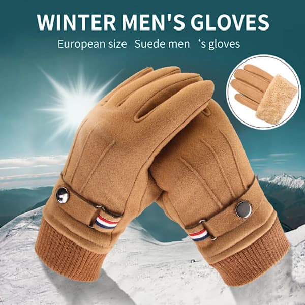 Vinterhandskar för män mocka varma delade fingerhandskar utomhus sport, A