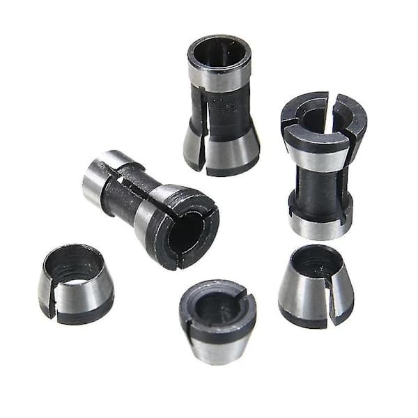 8 stk. højpræcisionsadapter spændepatron sæt 6mm/6.35mm/8mm spændepatron graveringsfræser router_Super gave sort sølv, AB