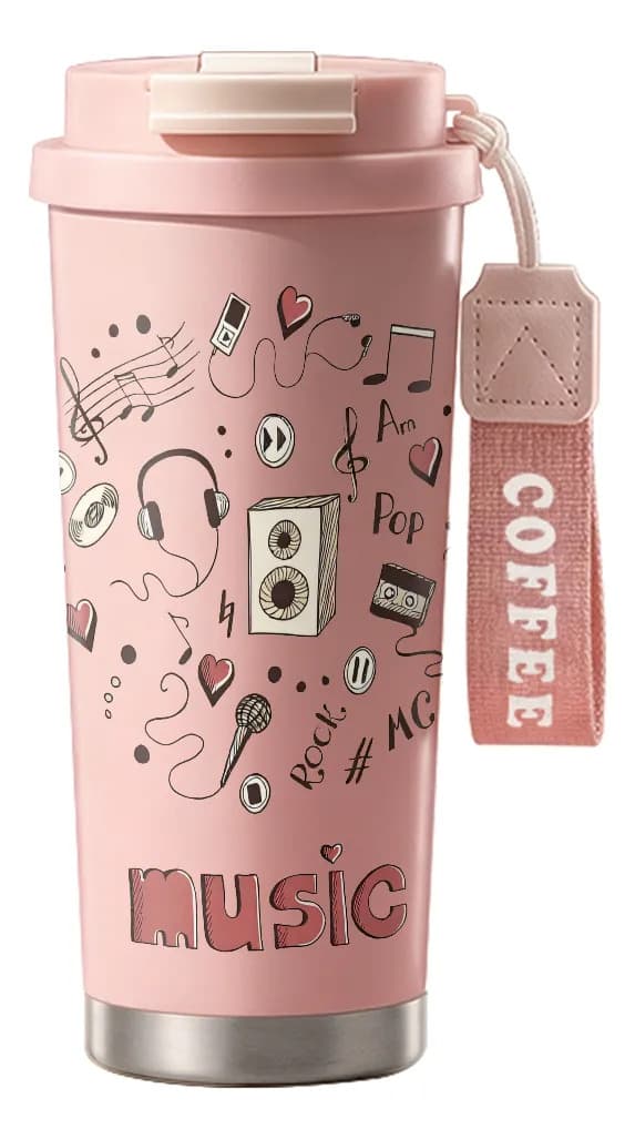 500 ml termotermos med sugerør og låg, ideel gave Pink