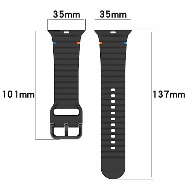 Apple Watch 42/44/45/46/49 mm Silicone Wave Strap Black,AB