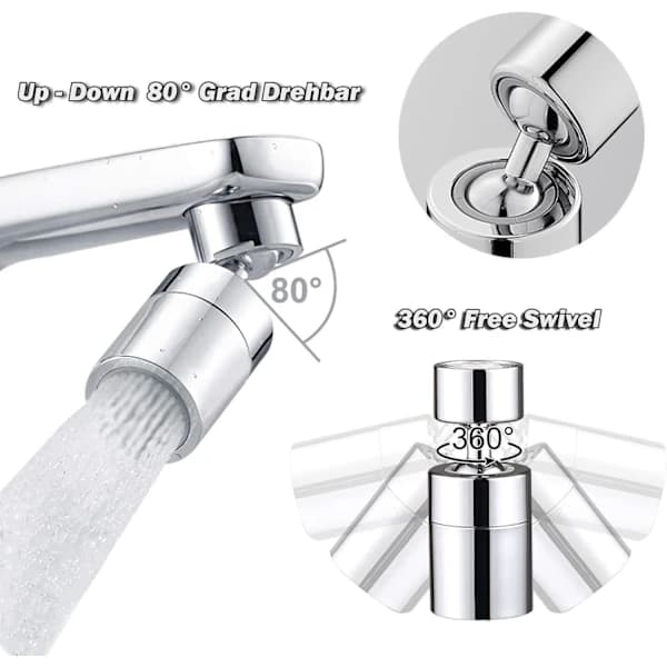 65*27mm, 1-pack (kromsilver) Kranluftare, 360° roterande munstycke K,A