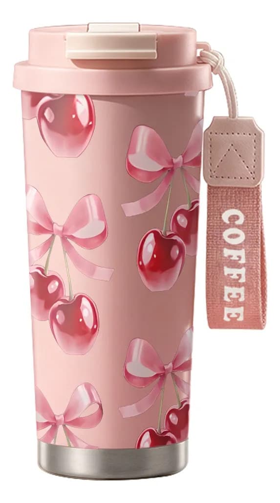 500 ml termisk termos med sugerør og lokk, ideell gave Pink