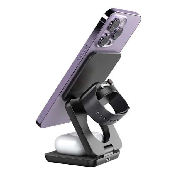 3-in-1 Magnetic Wireless Charging Stand Foldable Mobile Phone Holder Wireless Fast Charging Compatible with Apple Wireless, SE