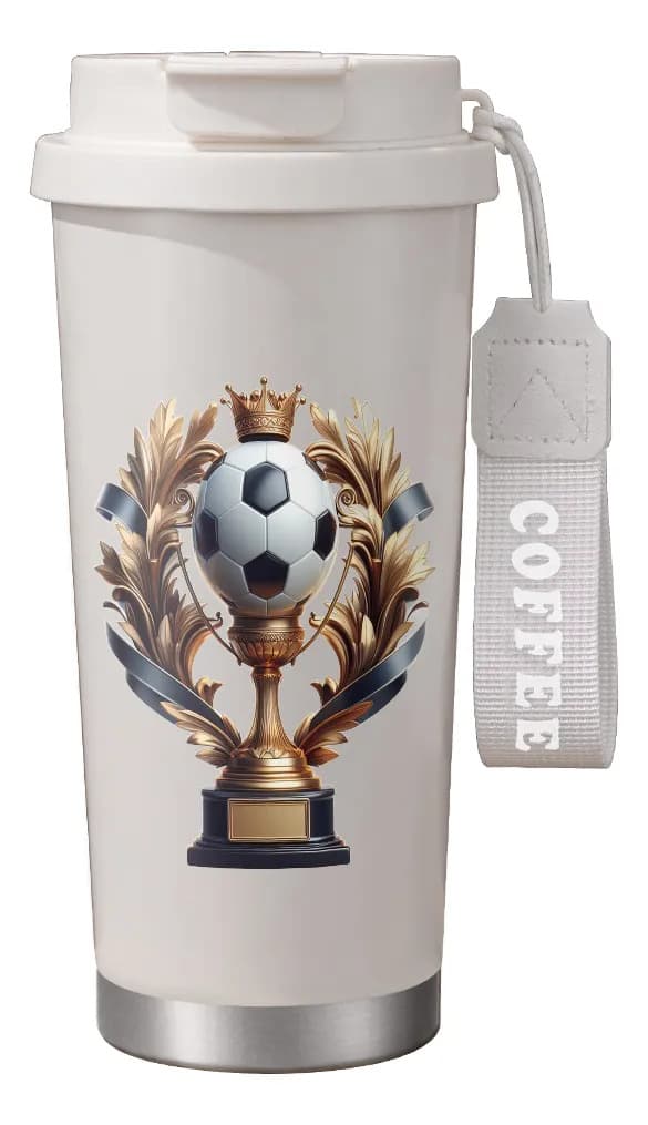 500 ml termos med fotballdesign, sølesikker White