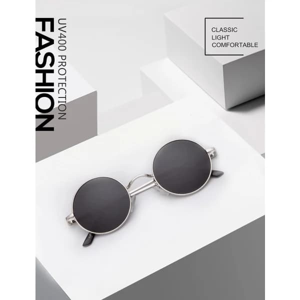 John Lennon-briller for menn, runde solbriller, polariserte sirkelformede,SE