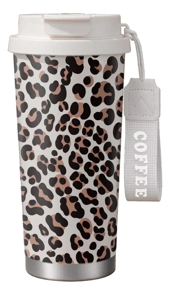 500 ml leopardbrun sølesikker termokanne i rustfritt stål White