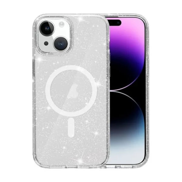 iPhone 15 Plus/14 Plus Mobildeksel Glitter Magsafe - Transparent,AB