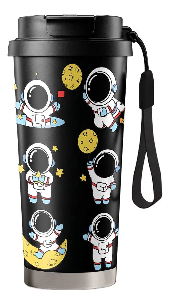 Astronaut Måne Termos 500ml Rustfritt Stål Holder Kaldt Black