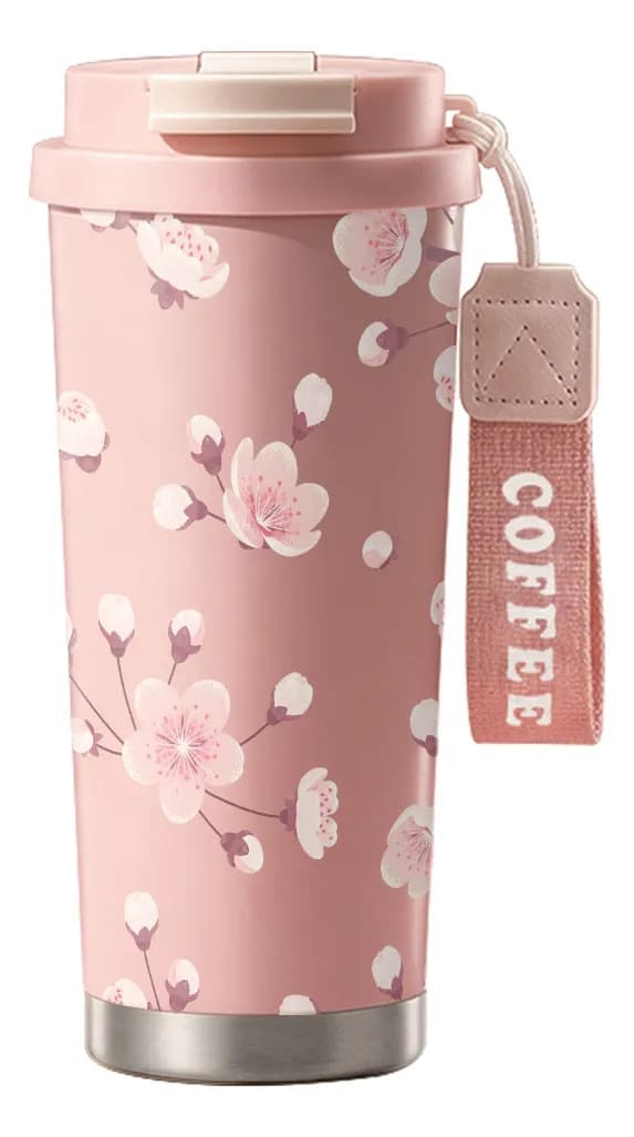 500 ml termoflaske i rustfrit stål med sugerør og låg 2 i 1 Pink