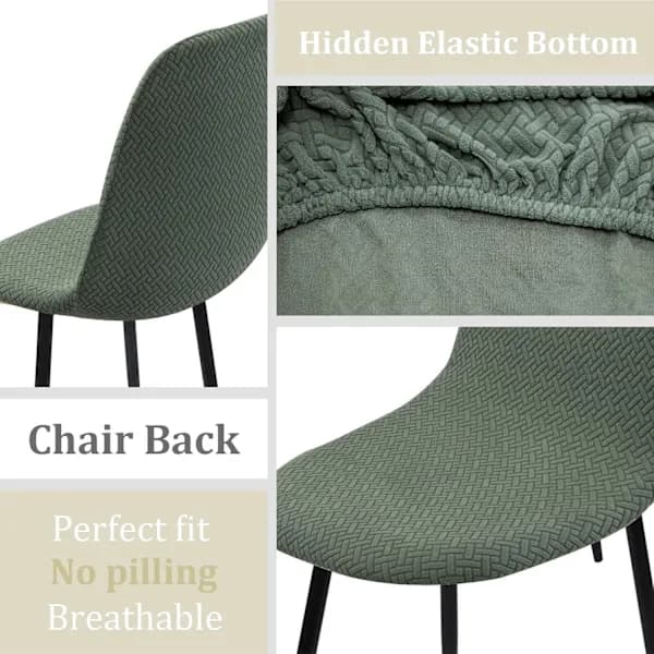 Set med 4, Stretch Skandinaviska Stolsöverdrag för Matsalsstolar, Diagonal Jacquard Universal Elastiskt Stolsöverdrag, A